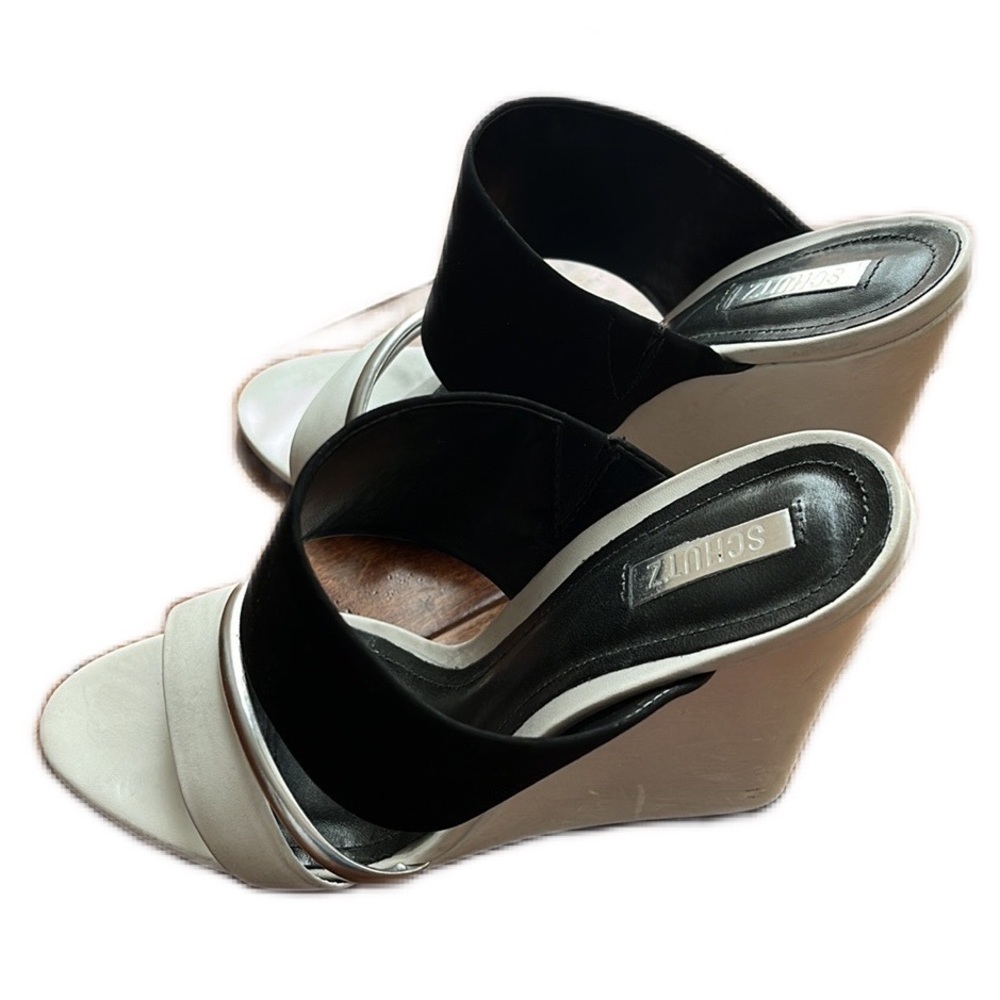 SCHUTZ Crueza Mules
Wedges Sandals White Black